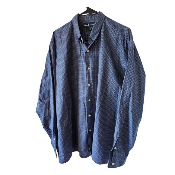 Ralph Lauren XL Greggor 100% Cotton Button Front Shirt Men's Plaid Long Sleeve - Picture 1 of 6